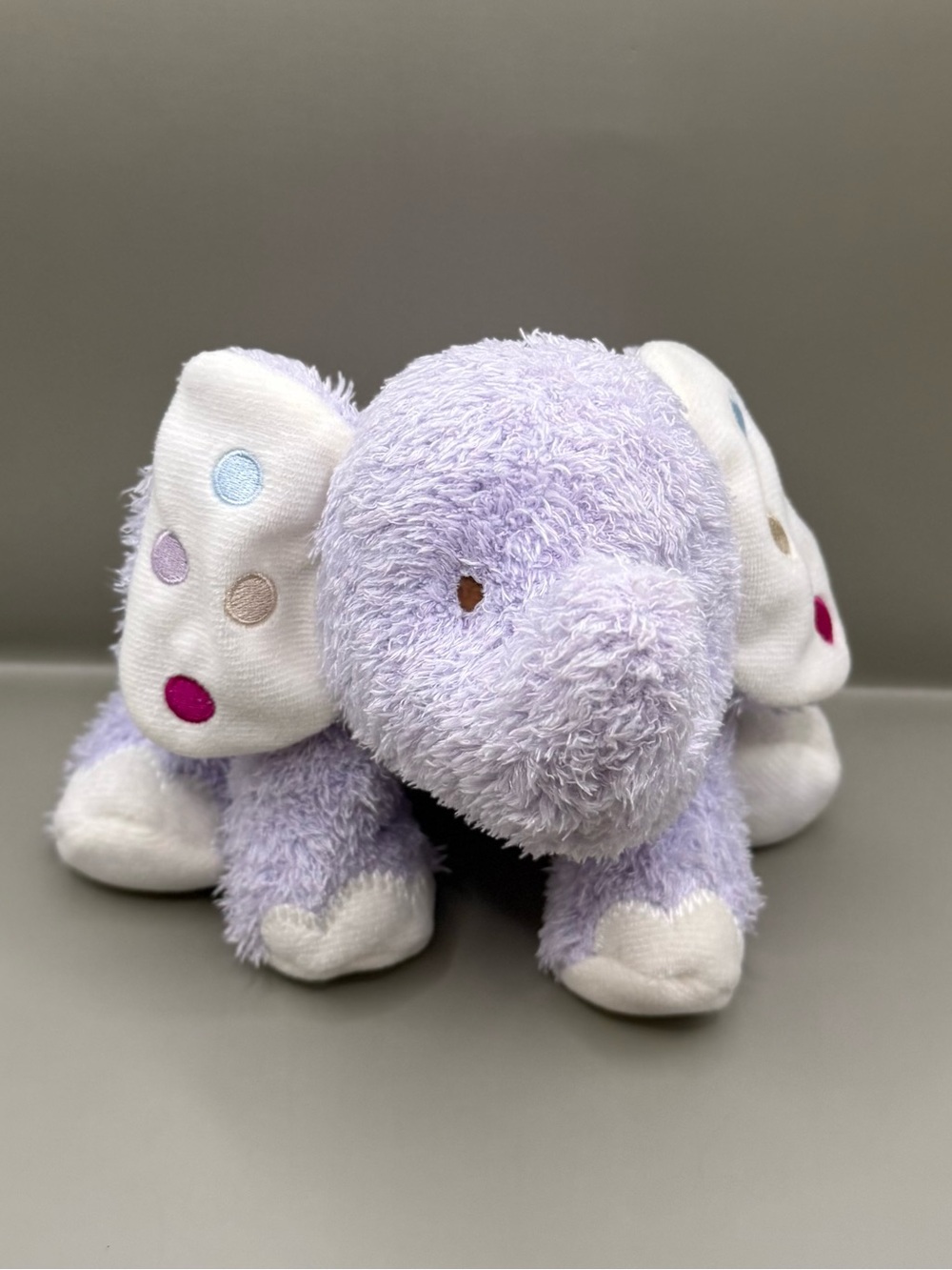 Vintage Carters Baby Purple Elephant Plush Polka Dot Ears Stuffed Animal Lovey